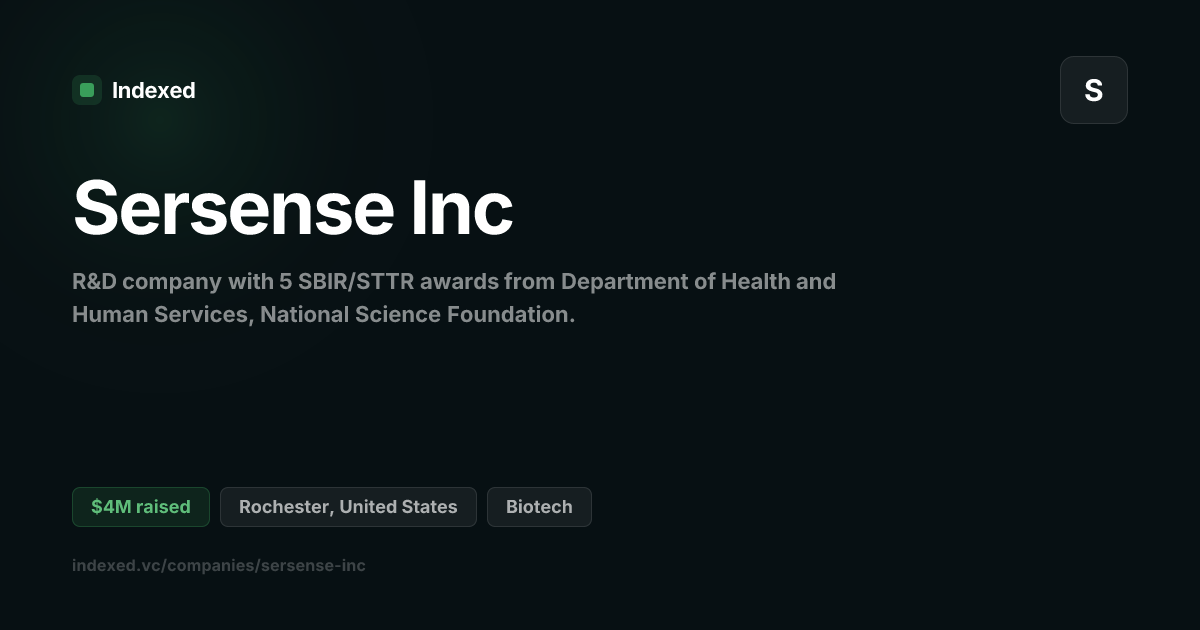 Sersense Inc Funding: $3.8M | Indexed.vc
